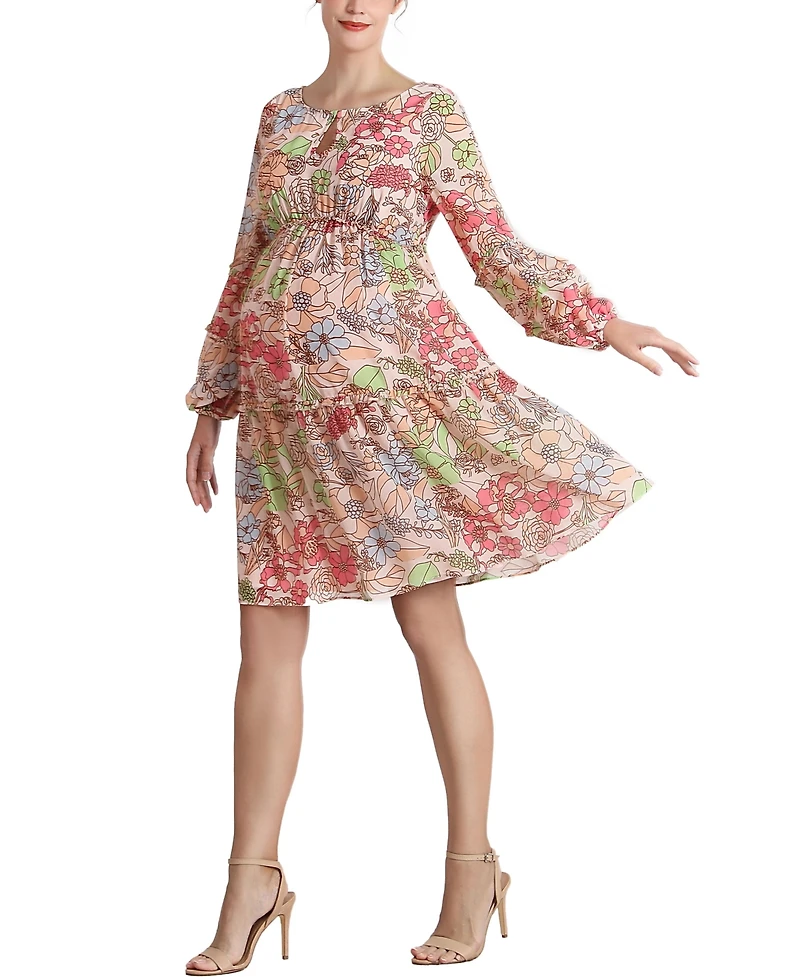 kimi + kai Women's Piper Chiffon Maternity Dress