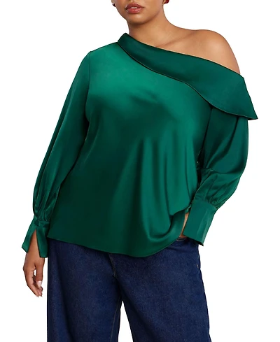 Eloquii Women's Plus Asym Foldover Blouse