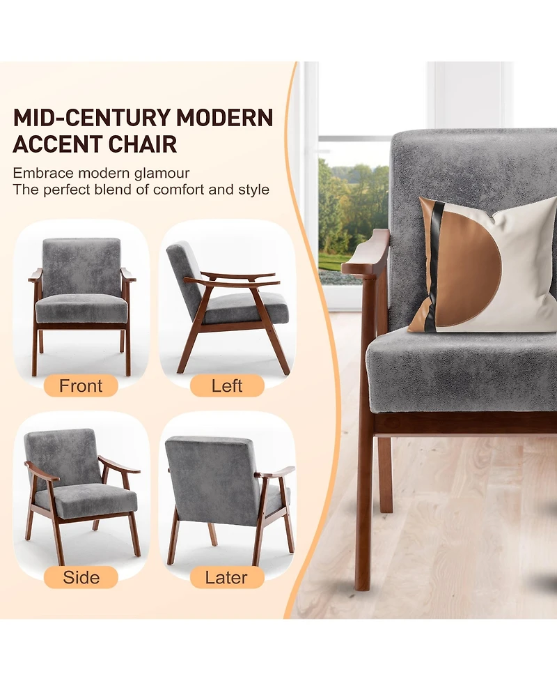 Casainc Mid-Century Modern Chair with Solid Wood Frame