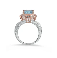 Suzy Levian New York Two-Tone Sterling Silver Cushion Cut Center Topaz Cocktail Milano Ring