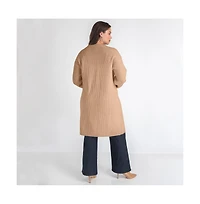 June + Vie Women's Midi-Length Button-Down Cardigan