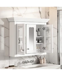 Casainc 35" Wall Mounted Medicine Cabinet with Mirror and 5 Adjustable Storage Shelves