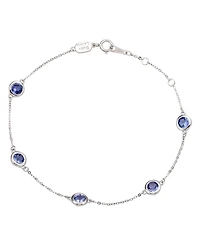 Suzy Levian 14K Gold 1.25 Cttw Round Cut Tanzanite Station Bracelet