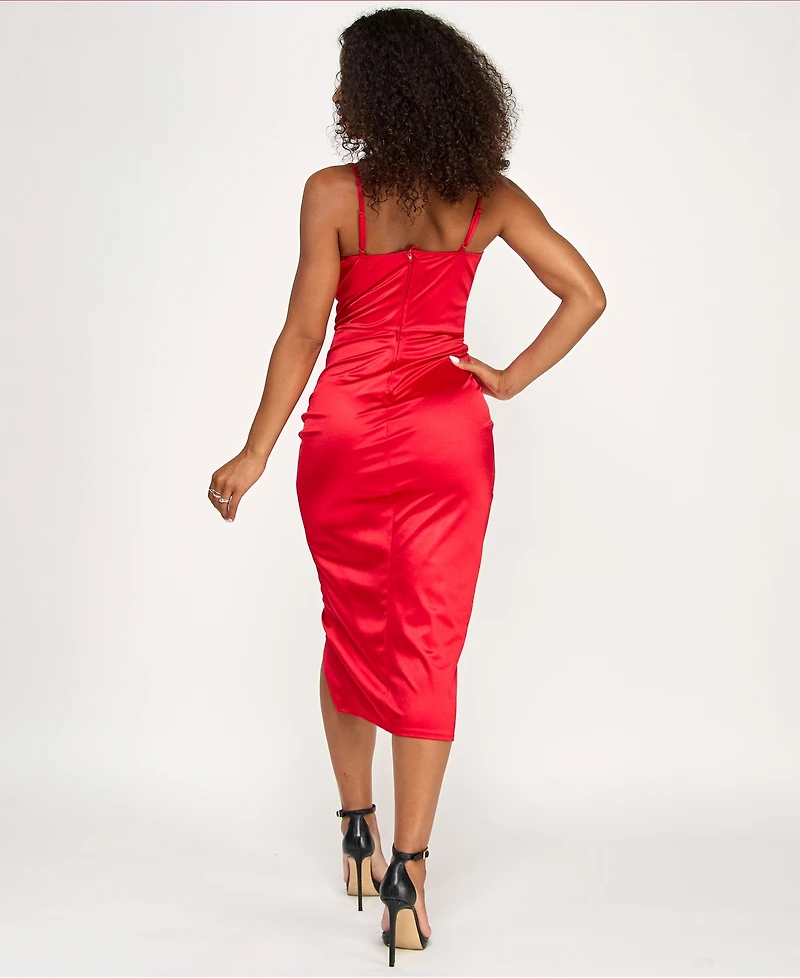 Emerald Sundae Juniors' Cowl Neck Sleeveless Midi Dress