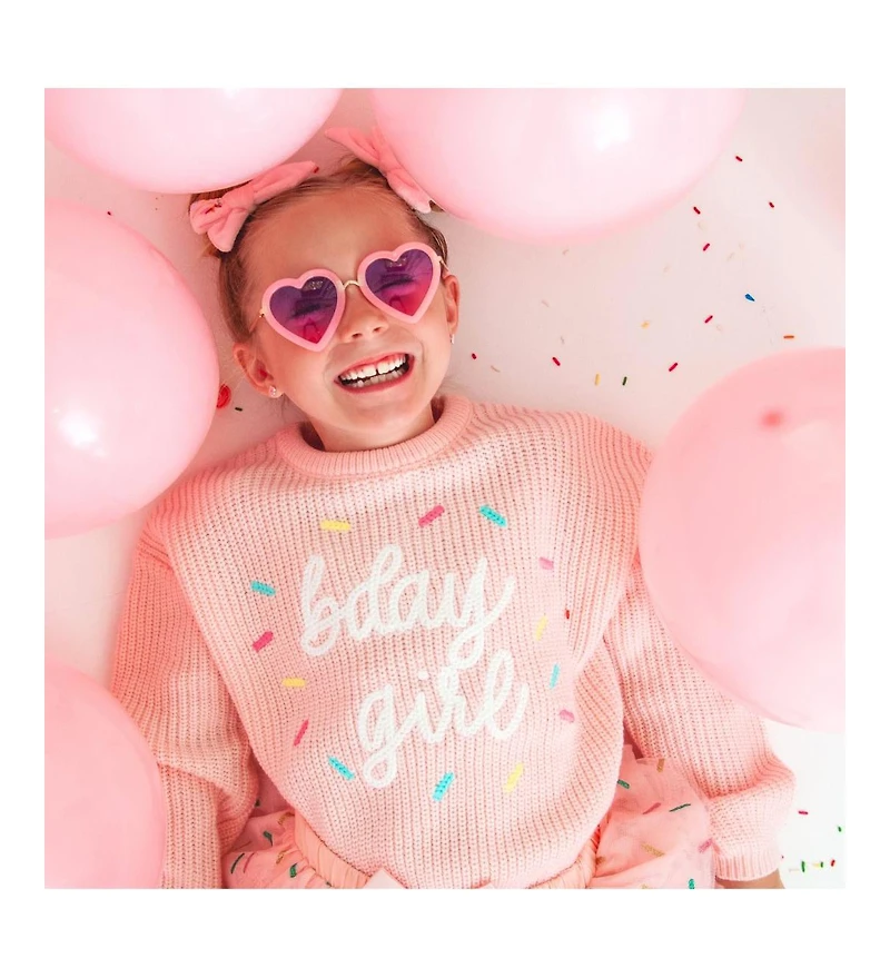 Sweet Wink Little and Big Girls Birthday Girl Sprinkle Knit Sweater