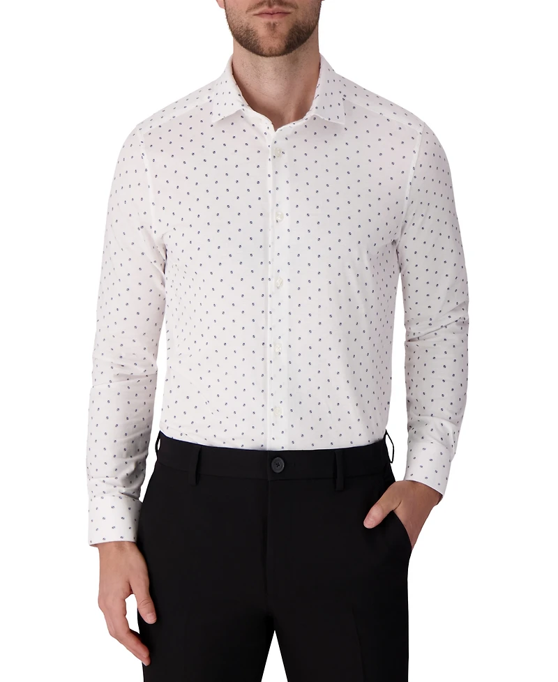 Victor Emmanuel Men's Geometric Print Cotton Knit Dress Shirt