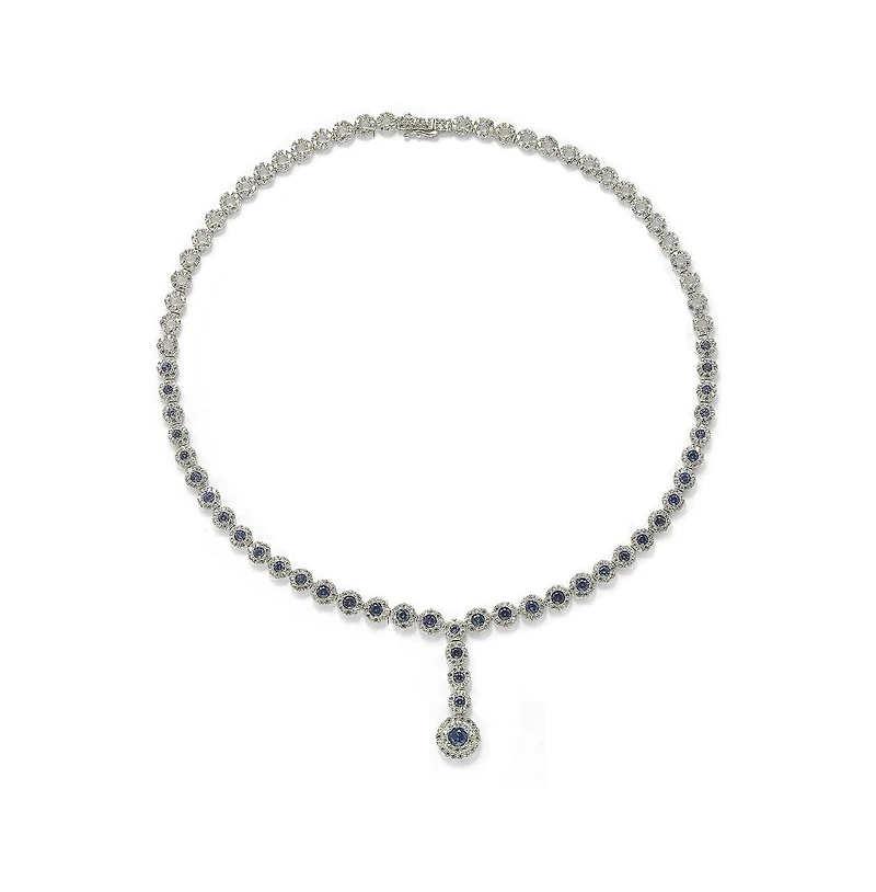Suzy Levian New York Suzy Levian Sterling Silver Sapphire & Created White Sapphire Y-Shaped Necklace