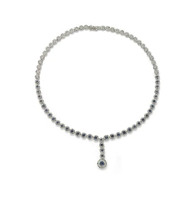 Suzy Levian New York Suzy Levian Sterling Silver Sapphire & Created White Sapphire Y-Shaped Necklace