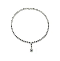 Suzy Levian New York Suzy Levian Sterling Silver Sapphire & Created White Sapphire Y-Shaped Necklace