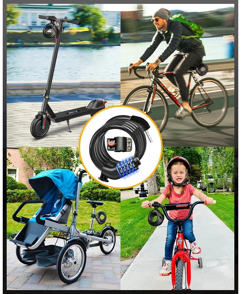 Urbanmax Bike Lock Cable with Combination, High Security Anti-Theft Lock for Bikes and Scooters