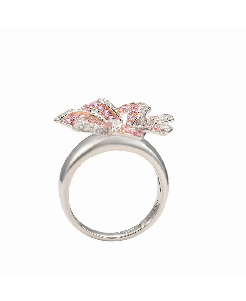 Suzy Levian New York Levian Sterling Silver Sapphire & Created White Sapphire Flower Ring