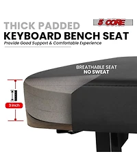 5 Core Keyboard Bench 3" Padded Cushioned Piano Stool Height Adjustable Guitar Seat Folding Portable