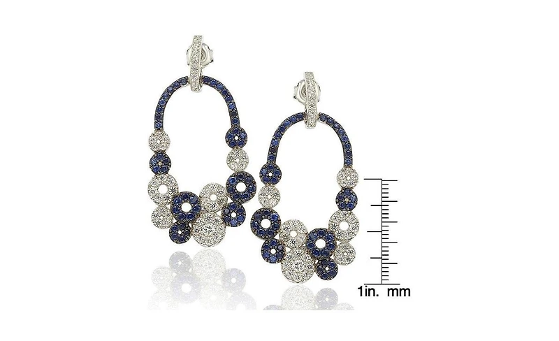 Suzy Levian Sterling Silver Sapphire Multi-circle Earrings