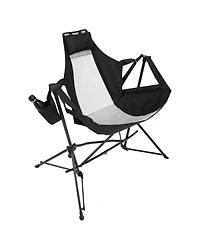 Hammock Camping Chair, Folding Portable Rocking Chair, Aluminum Alloy Adjustable Back Swinging Chair with Pillow Cup Holder, Recliner with Carry Bag f