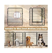 Aostirmotor Black Panels 31.7 in H. Heavy Duty Metal Pet Exercise Pen with Door for Outdoor