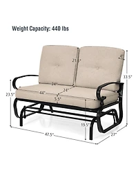 Costway 2-Person Outdoor Swing Glider Chair Bench Loveseat Cushioned Sofa