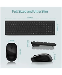 Risokeys Wireless Keyboard and Mouse Combo, Full-Sized Ergonomic Computer Keyboard, 2.4GHz Cordless Keyboard Silent Mouse Set with 2-in-1 Usb Receiver
