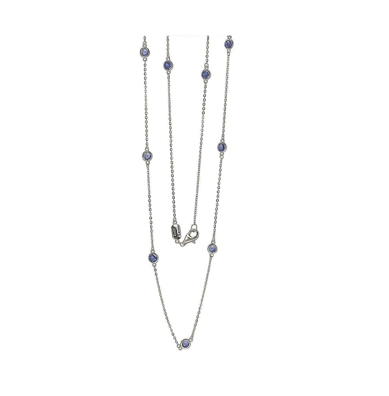 Suzy Levian New York Sterling Silver 1.80cttw Sapphire Station Necklace