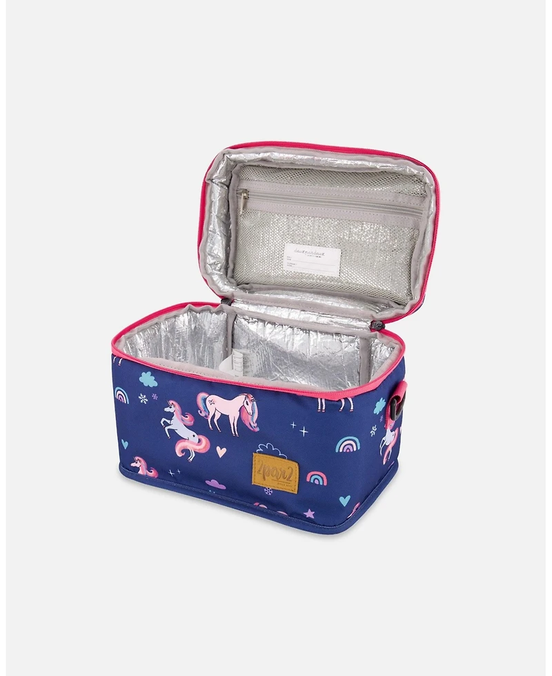 Deux par Deux Girl Lunch Box Navy Unicorn Print - Toddler|Child