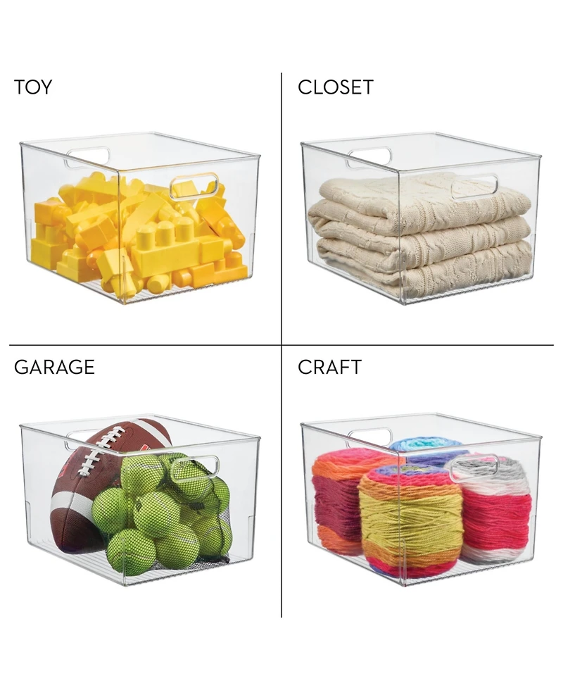 mDesign Plastic Storage Bin with Handles - Set of 8 - Clear - Made in Usa