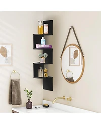 Sorbus 5-Tier Zig Zag Floating Corner Wall Bookshelf Unit - (40" Tall) for Living Room, Bedroom, Office, & More Space-Saving Storage Solution