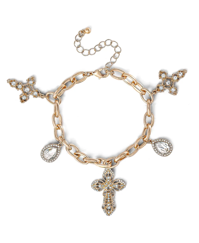 Jessica Simpson Crystal Cross Charm Bracelet