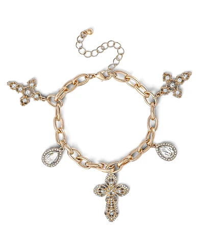 Jessica Simpson Crystal Cross Charm Bracelet