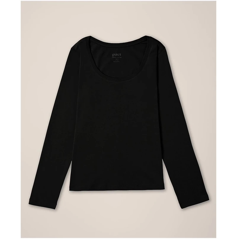 Pact Women's Organic Cotton Softspun Long Sleeve Scoop Neck Tee
