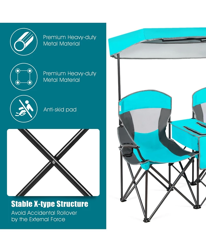 Portable Folding Camping Canopy Chair with Cup Holder