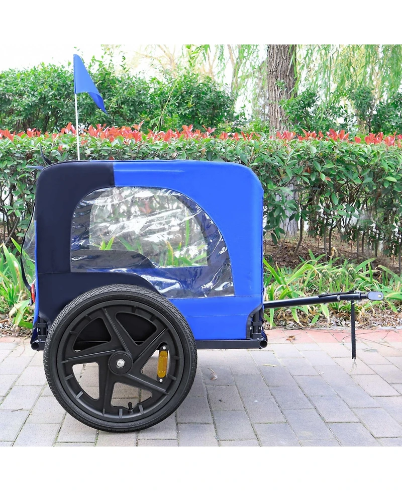 Aostirmotor Pet Bike Trailer,Suitable for Small & Medium Pets Easy Folding Cart Frame Quick Release Wheel Blue