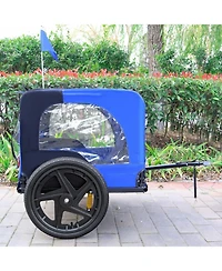 Aostirmotor Pet Bike Trailer,Suitable for Small & Medium Pets Easy Folding Cart Frame Quick Release Wheel Blue