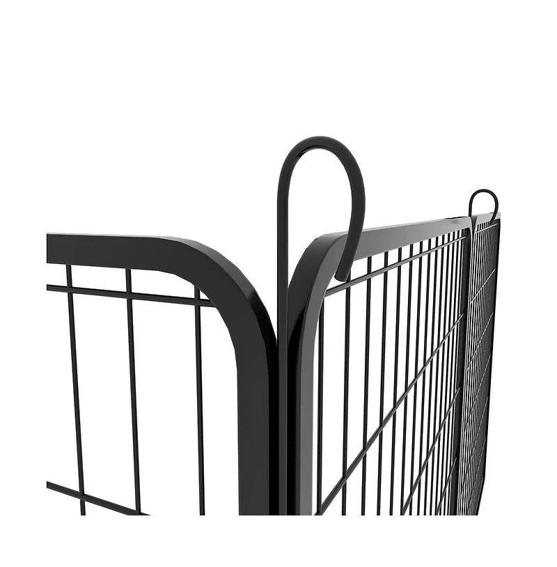 Aostirmotor Black Panels 31.7 in H. Heavy Duty Metal Pet Exercise Pen with Door for Outdoor