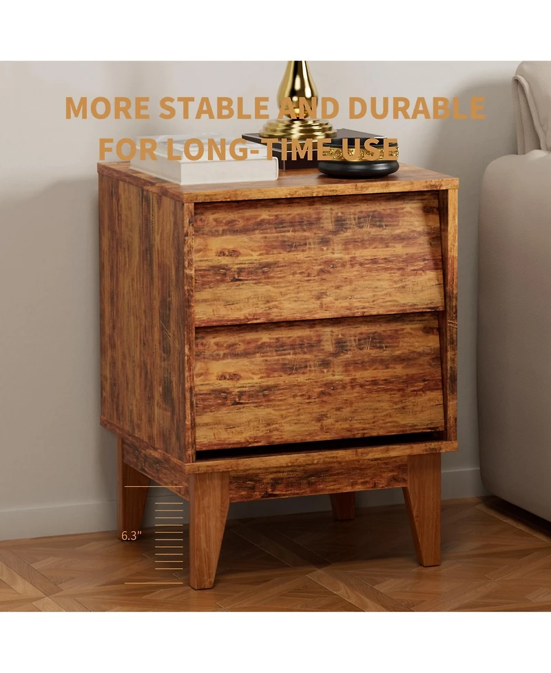 Casainc Storage Cabinet with Bevel Design End Tabloe Set of 2