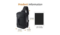 14-16 inch Sling Bag for Men,Black Crossbody Bag with Usb Charging Port Fits 10.2inch iPad, Casual Daypack(Black)