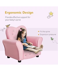 Maison Boucle Kids Tufted Armchair with Crystal Accents, Pink Toddler Sofa for Girls Bedroom or Playroom-Maison Boucle