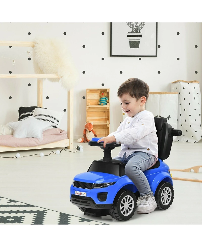 Akiudex 3 in 1 Toddler Ride On Push Car with Handle Guardrail and Storage
