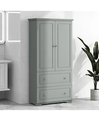Casainc Wide Bathroom Storage Cabinet, Freestanding Unit with Two Drawers and Adjustable Shelf