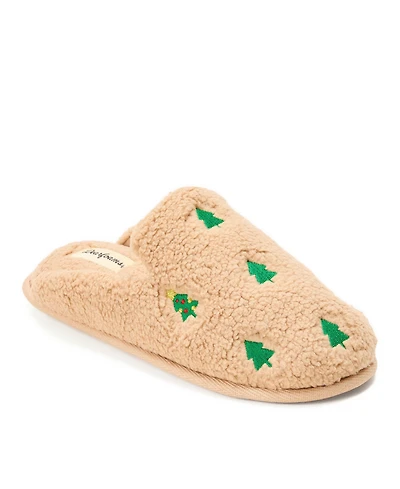 Dearfoams Women's Christmas Tree Teddy Scuff Slipper