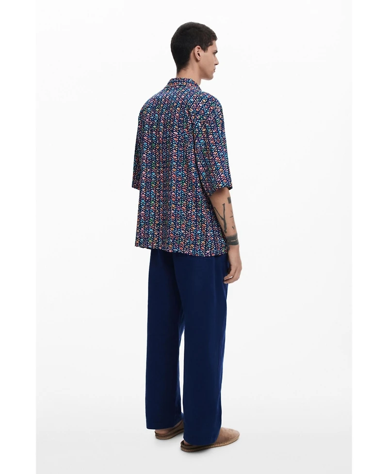 Desigual Men's Short-sleeve shirt with ethnic embroidery