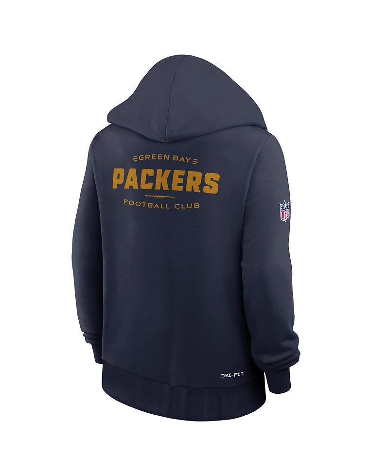 Nike Women's Navy Green Bay Packers The 1923 Classic Sideline Dri-fit Pullover Hoodie