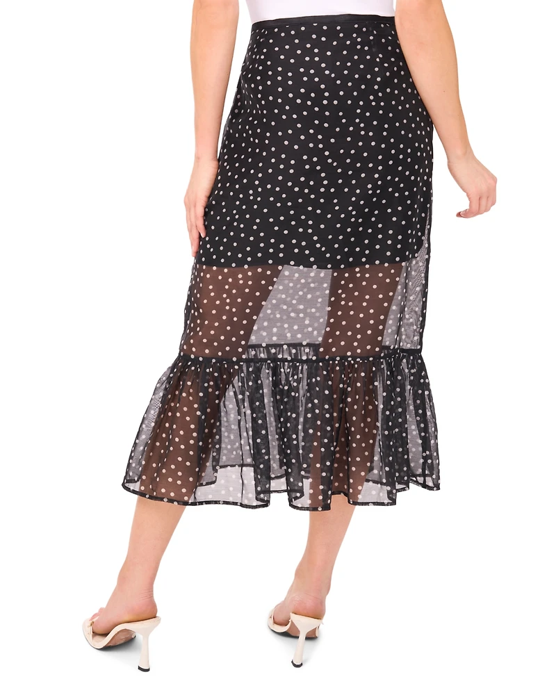CeCe Women's Ruffle Tier A-Line Midi Skirt