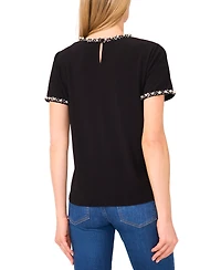 CeCe Women's Embellished Short Sleeve Top