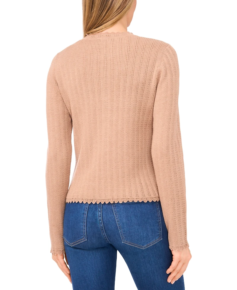 CeCe Women's Button Front Long Sleeve Cardigan Sweater