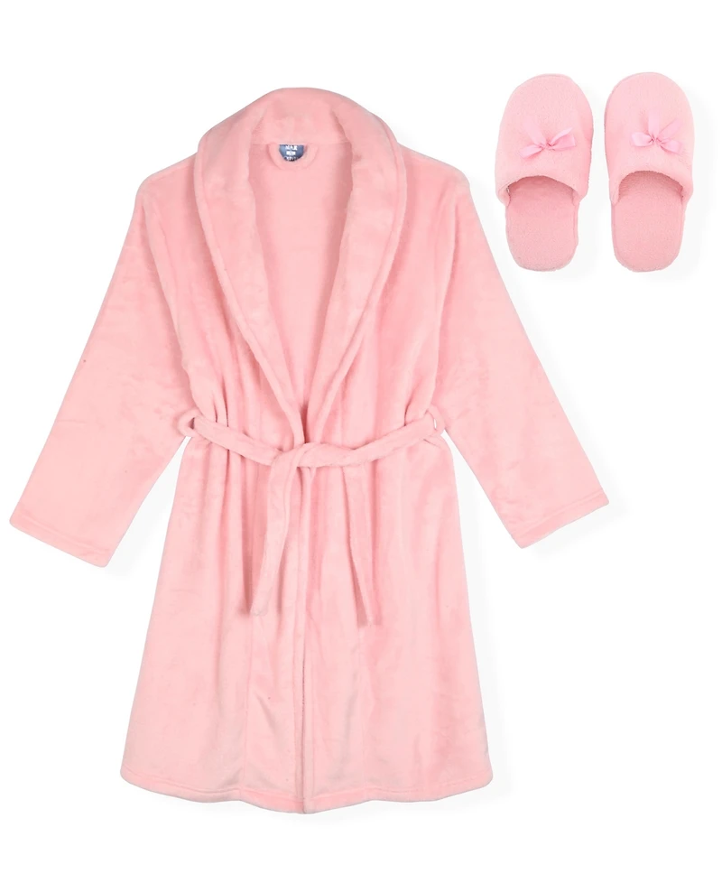 Max & Olivia Little and Big Girls 2-Piece Flannel Fleece Robe Set