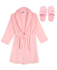 Max & Olivia Little and Big Girls 2-Piece Flannel Fleece Robe Set