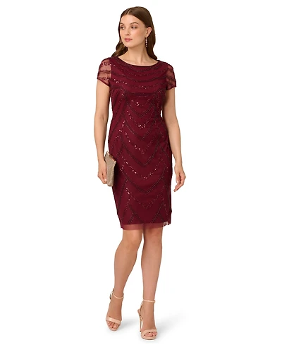 Adrianna Papell Women's Beaded Cap-Sleeve Sheath Dress