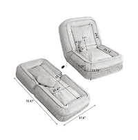 Aostirmotor Beige Upholstered Human Dog Bed with 5 Adjustable Position and Massage Pillow for Adult and Pets