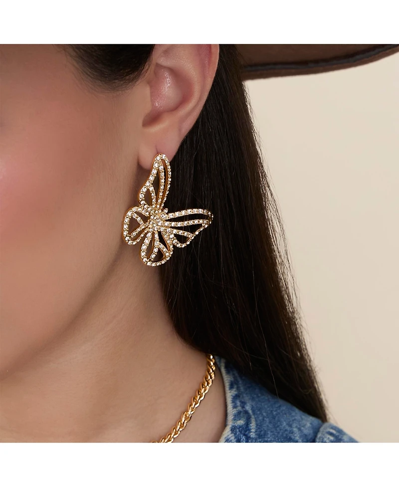Jessica Simpson Textured Butterfly Stud Earrings in Gold-Tone
