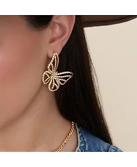 Jessica Simpson Textured Butterfly Stud Earrings in Gold-Tone