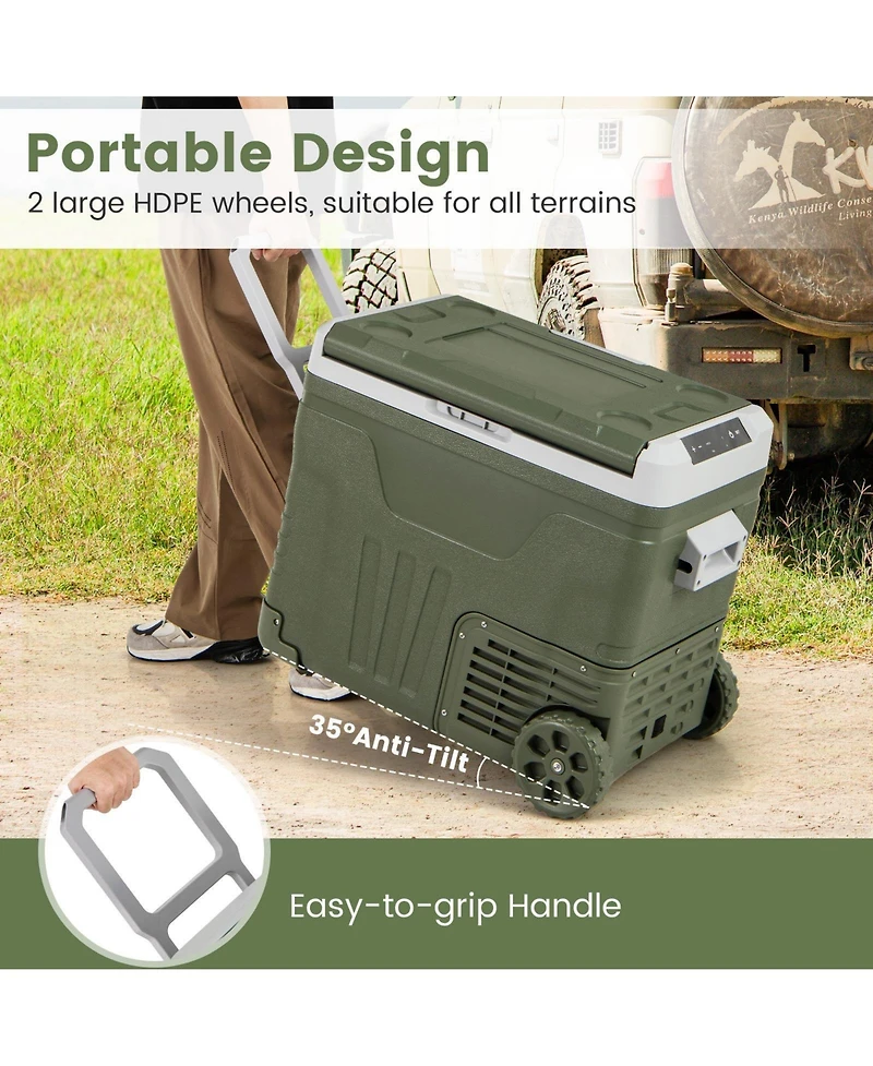 Akiudex Portable Car Refrigerator Freezer with Wheels and Dual Power 35L/50L